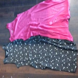 A cute black dress with flowers and a hot pink dress